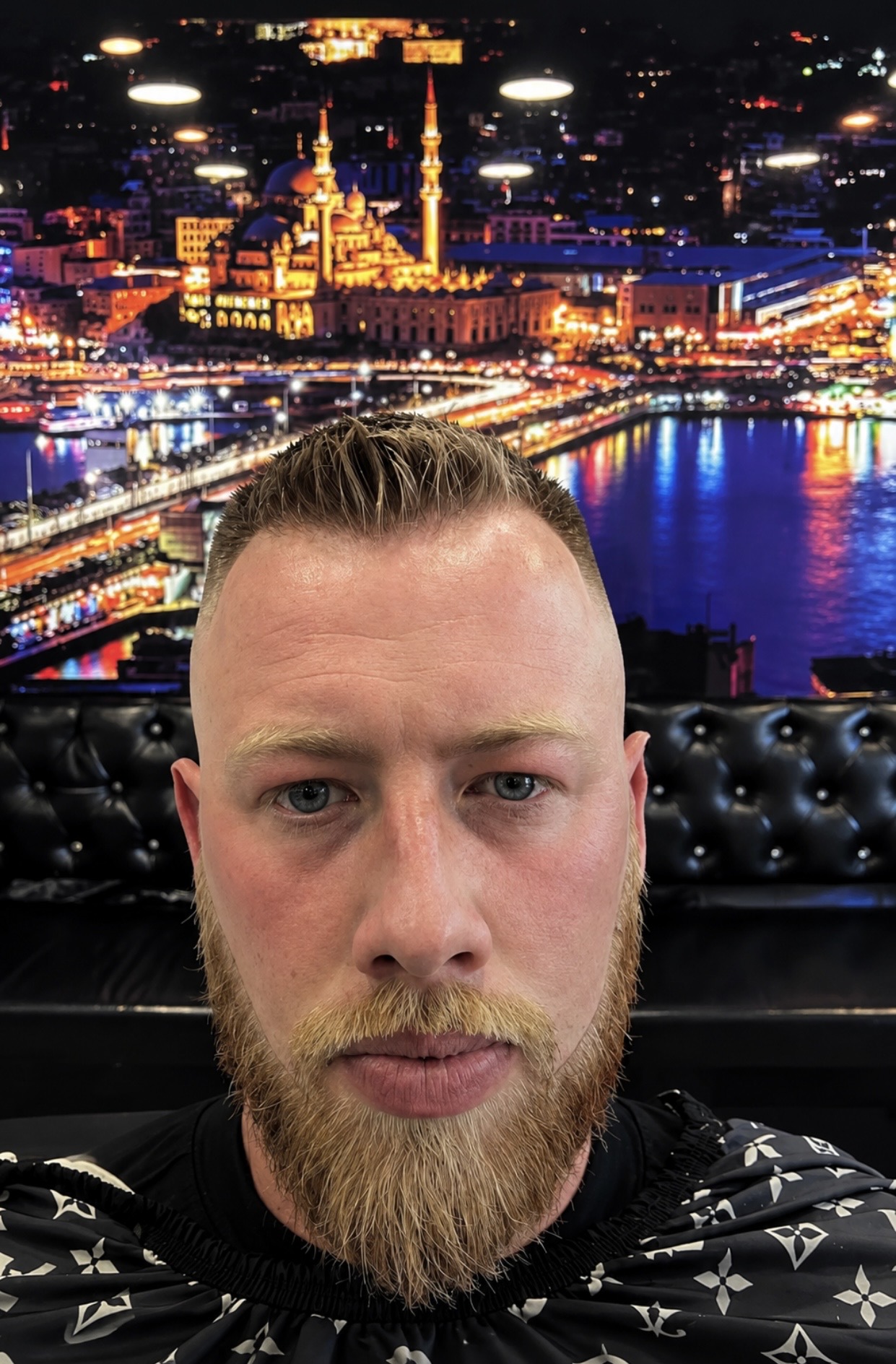 Precisely shaped full beard after a professional barbering service